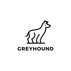 Wall Mural - greyhound dog monoline logo vector icon illustration