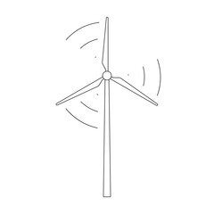 Wind turbine or power icon. Modern windmill silhouette. Eco energy concept. Vector illustration.