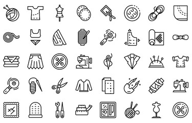 Poster - haberdashery icons set. outline set of haberdashery vector icons for web design isolated on white ba