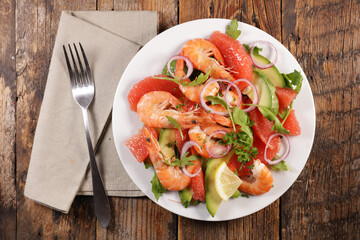 Poster - grilled shrimp skewer and lettuce