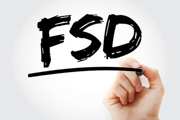 Aufkleber - FSD - Functional Specifications Document acronym with marker, concept background