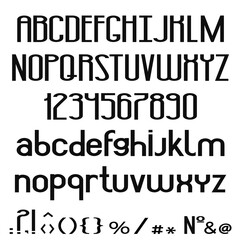 Poster - Black Alphabet uppercase, lowercase letters, numbers and punctuation signs