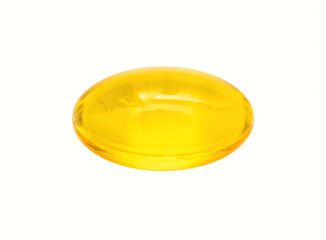 Yellow pill or dietary supplement isolated on white.