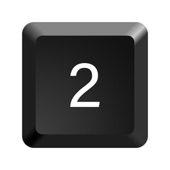 Fototapete - Key with number 2. Black computer keyboard. Button icon vector illustration. 