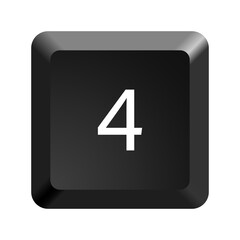 Fototapete - Key with number 4. Black computer keyboard. Button icon vector illustration. 