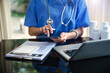 Medicine doctor hand working with modern digital tablet