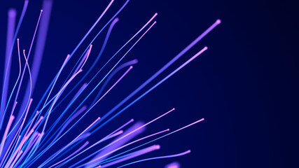 Flow of particles. Big data stream. Abstract wave with moving dots. Cyber technology illustration. 3d rendering.