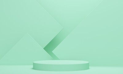 Poster - Mint abstract background with sharp corners and cylindrical podium. 3d rendering