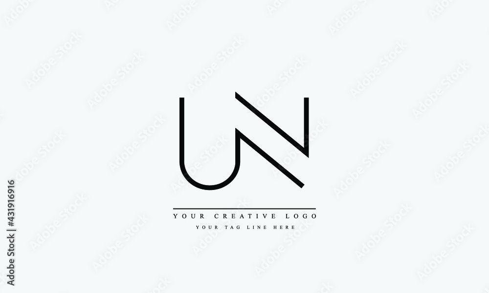 Unan Lettering Letter Logo Design with Creative Modern Trendy Typography UN NU U N ...