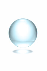 Poster - Flying transparent crystal ball isolated on white background with copy space for your text