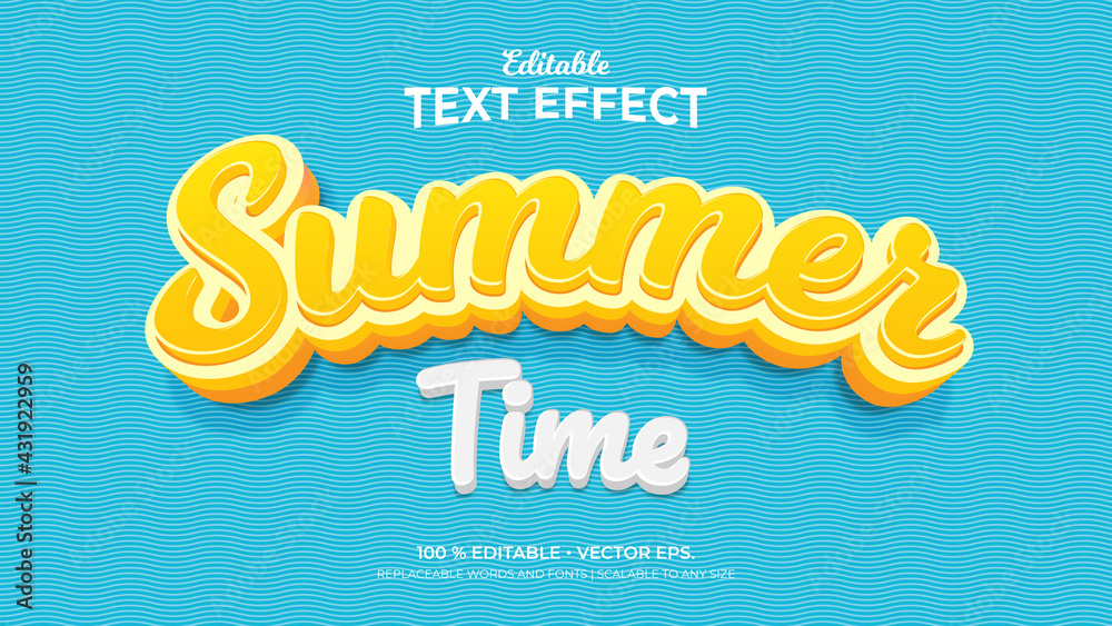 Text Effects, 3d Editable Text Style - Summer Time - obrazy, fototapety, plakaty 