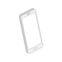Poster - Isometric line smartphone. 3d mobile phone with empty screen. Digital technology outline concept. Vector isolated on white