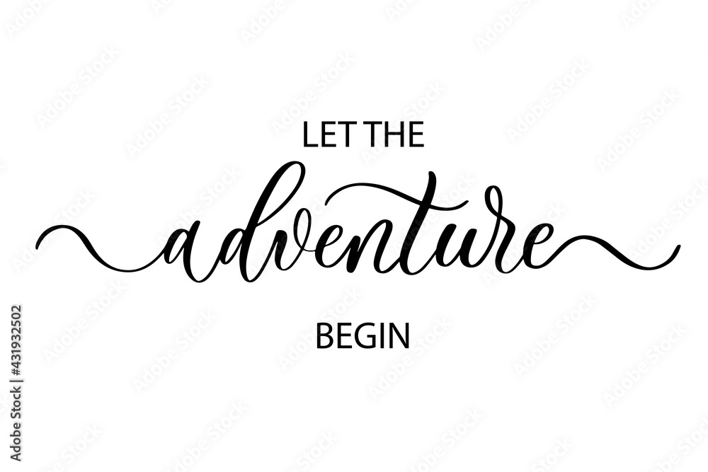 Let the adventure begin - Cute hand drawn nursery poster with lettering ...