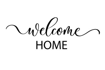 Wall Mural - Welcome home - Cute hand drawn nursery poster with lettering in scandinavian style.