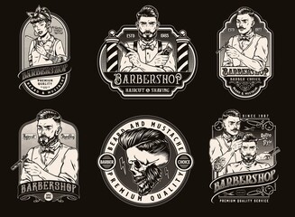 Sticker - Retro monochrome barbershop badges