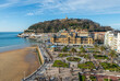 Aerial view of the Alderdi-Eder Park, the City Hall and the castle on Urgull hill in San Sebastian, Spain