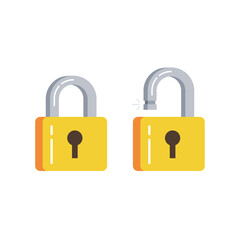 Poster - Lock open and lock closed. Concept password, blocking, security. Vector.