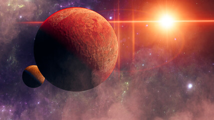 planets and exoplanets of unexplored galaxies. sci-fi. new worlds to discover. colonization and expl