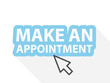 make an appointment button with mouse pointing arrow - vector illustration