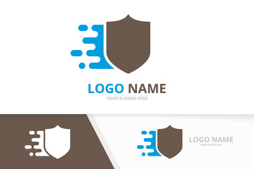 Poster - Vector speed shield logo combination. Quick security logotype design template.