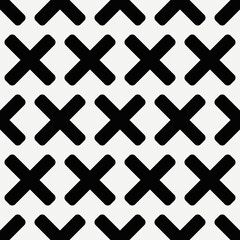 Poster - Diagonal crosses pattern. Vector seamless crosses. Black color and white background. Diagonal location crosses.