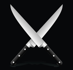 two knifes on black background, vector illustration 