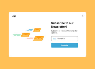 Poster - ui design website banner template of email marketing with letters in the envelope for subscribe to n