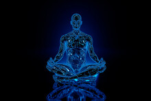3D Illustration Of Person Channelling Fire Energy In Classic Meditation Asana