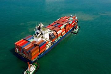 Logistics and transportation of International container cargo ship in the ocean freight