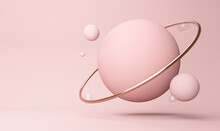 Illustration Of Pink Planet Against Colored Background