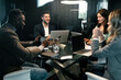 © JOSEP SURIA/Westend61 - Smiling businessman with laptop having discussion with team while sitting in meeting at office