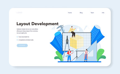 Poster - 3D modeling web banner or landing page. Digital drawing