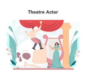 Wall Mural - Actor and actress concept. Classical theatrical play performer.