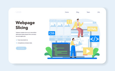 Poster - Layout designer web banner or landing page. Web development,