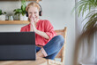 © Jo Kirchherr/Westend61 - Smiling woman greeting during video call on laptop at home