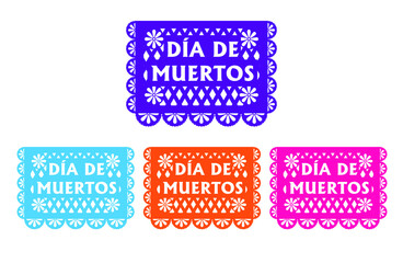 Wall Mural - Papel picado de día de muertos en diferentes colores