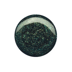 Blot of dark green circle shaped nail polish isolated on white