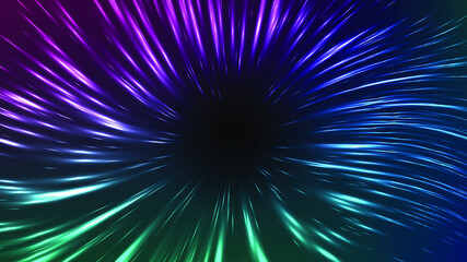 Wall Mural - Vector illustration of faster than light (FTL) interstellar or intergalactic travel. Speed of light and hyperspace.