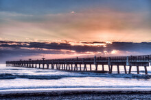 Jacksonville, Florida: Early Morning Fisherman Enjoying The Sunrise