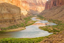 Rafting The Colorado River In The Grand Canyon National Park, Arizona. Nankoweap Canyon