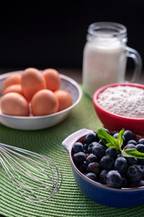 Wall Mural - Blueberries cake ingredients