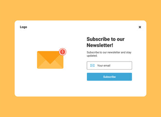 Poster - ui design pop up banner of email marketing for subscription to newsletter