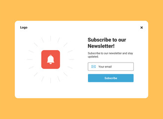 Poster - ui design pop up banner of email marketing for subscription to newsletter