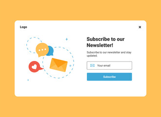 Poster - ui design pop up banner of email marketing for subscription to newsletter