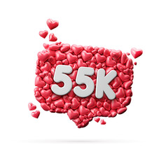 Sticker - 55 thousand social media influencer subscribe or follow banner. 3D Rendering