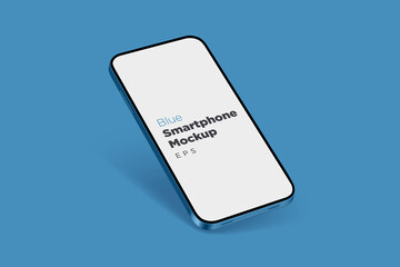 Modern blue mock up smartphone for presentation, information graphics, app display, perspective view eps vector format.
