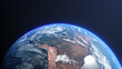 Earth from space South America Amazon rainforest Chile, Brazil, Peru, Bolivia, Colombia  - 3D Illustration Rendering