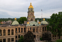 Aerial Of Historic Cabell County Courthouse - Downtown Huntington, West Virginia