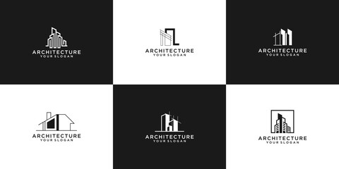 Wall Mural - Collection of logo architecture with real estate logo liner concept template design