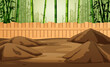 Background of the farm cage in bamboo forest illustration